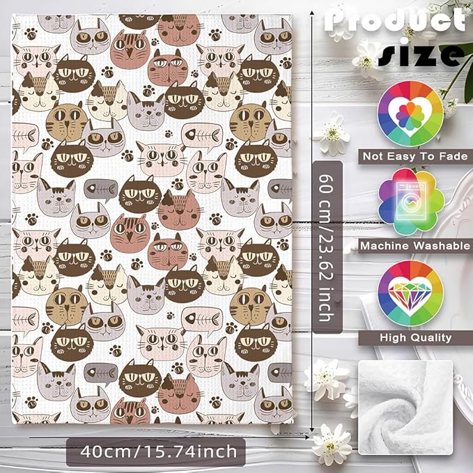 Cat Towels,Cat Hand Towel,Cat Kitchen Towels,Cat Dish Towels,Cat Kitchen Accessories,Cute Dish Towels For Kitchen,Cat Gifts for Women,Funny Kitchen Towels,Cat Mom Gifts-Gifts For Cat Lovers For Women