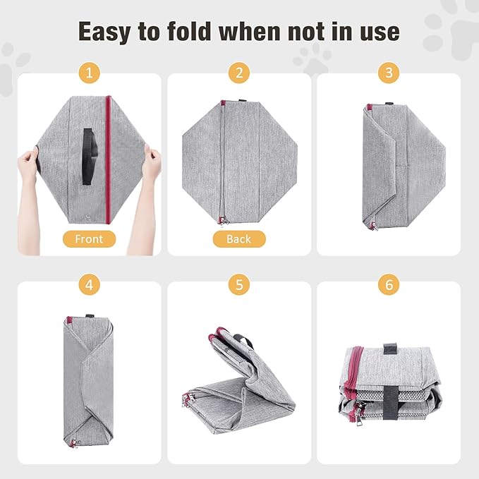 Avont Portable Travel Litter Box for Cats, Waterproof Leak-Proof Foldable Collapsible Kitty Box with Zipped Lid, Mat and Scoop, Easy to Carry Ideal for Hotels Cars -M