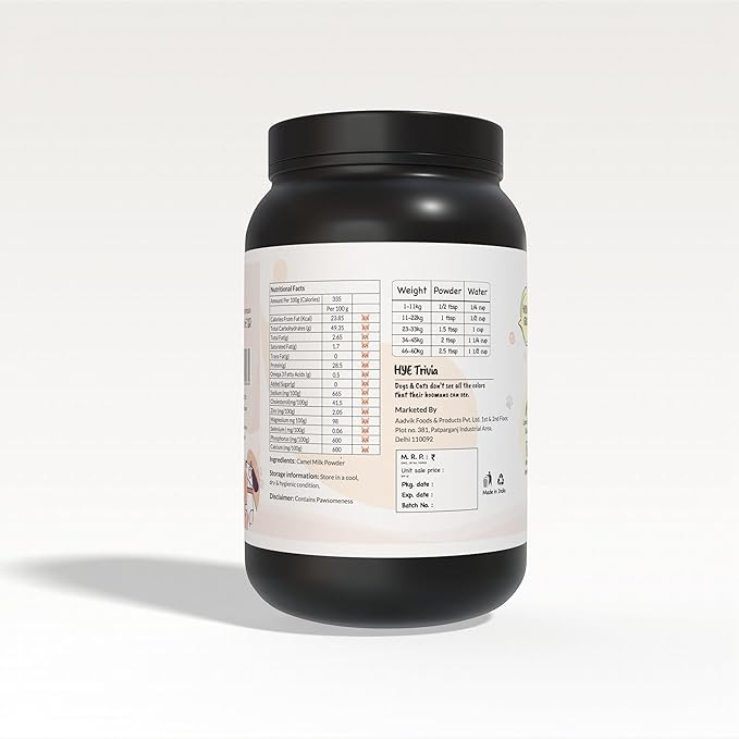 HYE FOODS Lower Blood Glucose and Boost Omega-3 with Camel Milk Powder for Dogs Food and Cats Food | 500g