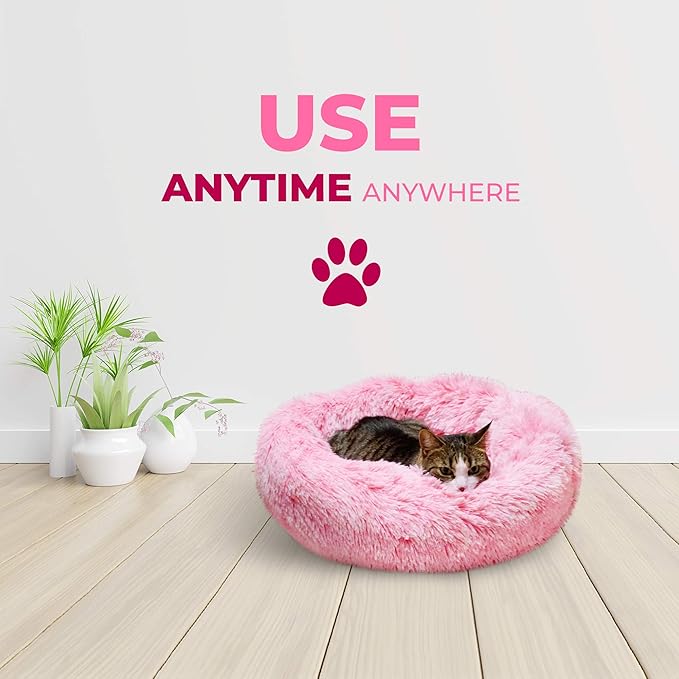 Whiskers & Friends Cat Bed, Cat Beds for Indoor Cats Washable, Small Dog Bed Calming Pet Bed, Cat Beds & Furniture, Large Cat Bed, Kitty Kitten Bed