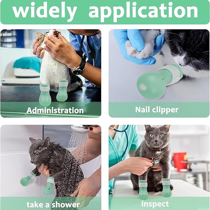 4pcs Cat Boots for Cats Only Adjustable Prickly Anti-Off Cat Shoes, Silicone Cat Claw Covers Protector Pet Botties, Kitten Mittens to Prevent Scratching for Nail Trimming Home Bathing Grooming