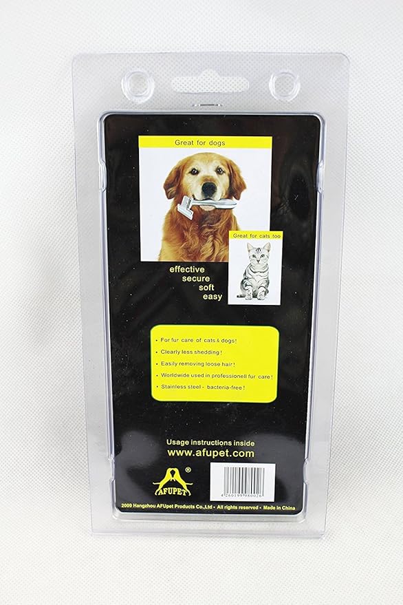 De Shedding Tool for Grooming Dogs & Cats * The WOOFIE Wand * The Original Chrome Dog Comb is Stainless Steel Handled Shedding Brush