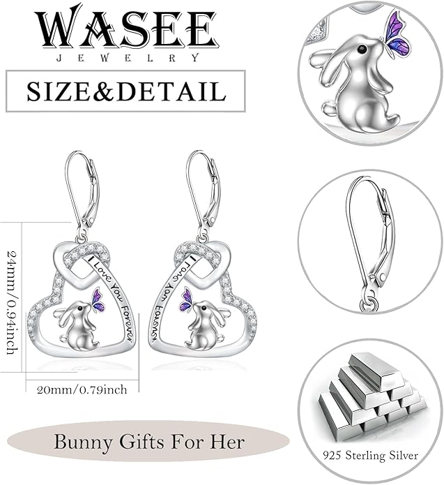 Black Cat/Bat/Spider/Pumpkin/Wolf/Bunny/Sun and Moon/Turtle/Raven 925 Sterling Silver Leverback Dangle Earrings Moon Gothic Christmas Earrings Jewelry Gift for Women