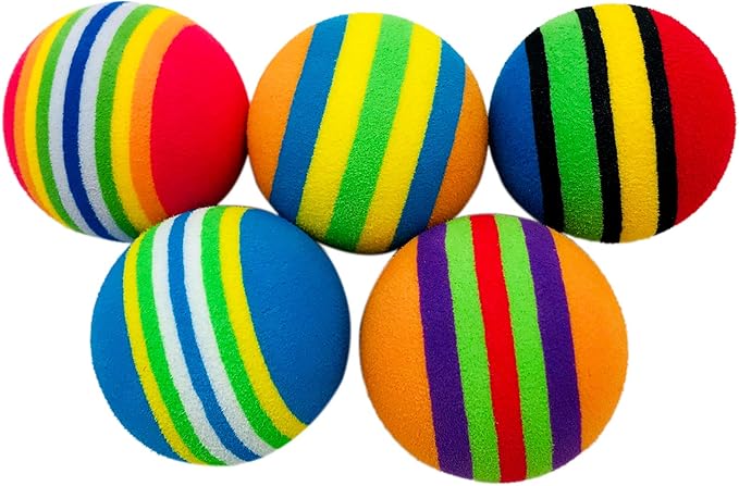 PET SHOW 15pcs 1.4" Interactive Cat Toy Balls for Indoor Cats Colorful Rainbow Soft Foam Kitten Toys Ball for Small Dogs Puppies Quiet Playing Stuff
