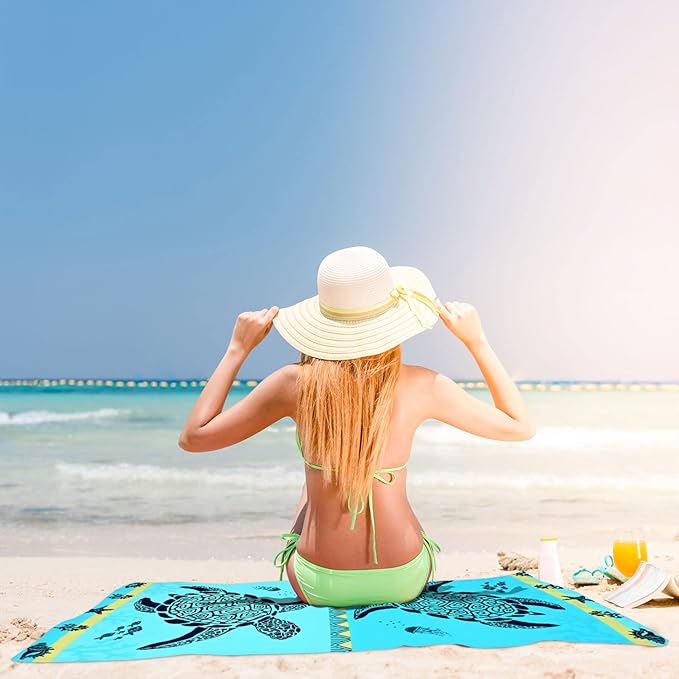 LIVILAN Turtle Beach Towel - Soft & Absorbent: 30" x 60", Lightweight at 9 Ounces, Made of 100% Microfiber, Quick-Drying, Ideal for Beach, Travel, and Various Fun Activities.