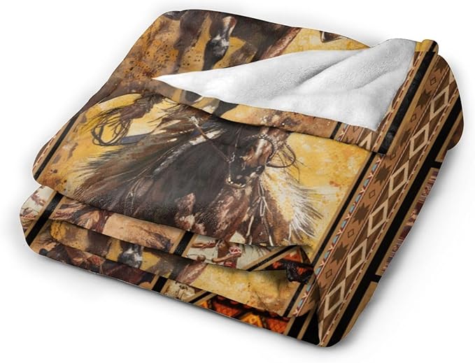 Native Americans Indian Blanket for Woman Indian Throw Blanket Indian Chief Decor Stuff Merch Cozy Fleece Fuzzy Warm Soft Lightweight Plush Bedding Native American Gifts for Girls Men Couh 50"X40"