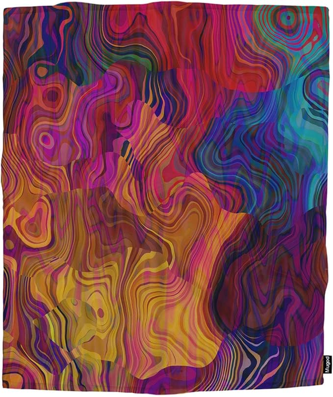 Mugod Colorful Chaotic Waves Throw Blanket Purple Fuchsia Pink Red Orange Gold Blue Rainbow Pattern Decorative Soft Warm Cozy Flannel Plush Throws Blankets for Baby Toddler Dog Cat 30 X 40 Inch