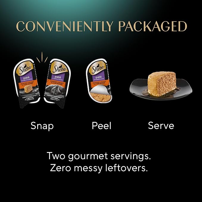 Sheba Perfect Portions Wet Cat Food Pate Roasted Chicken and Liver Entree, 2.6 oz. Twin-Pack Trays (24 Count, 48 Servings)