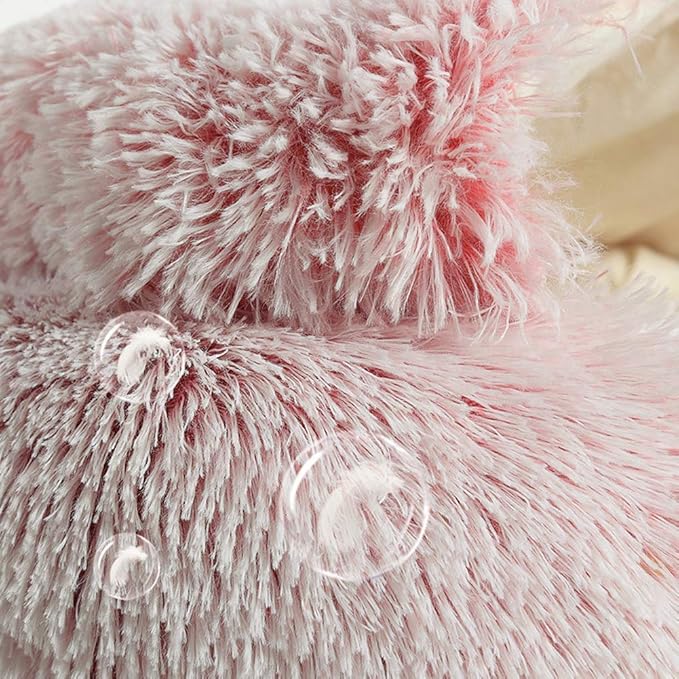La La Pet® Modern Pet Soft Plush Burrowing Cave Faux Fur Cuddler Round Cat Bed Self Warming Autumn Winter Indoor Snooze Sleeping Cozy Nest for Mini Medium Sized Dog Kitty Teddy Kennel (Pink, S)