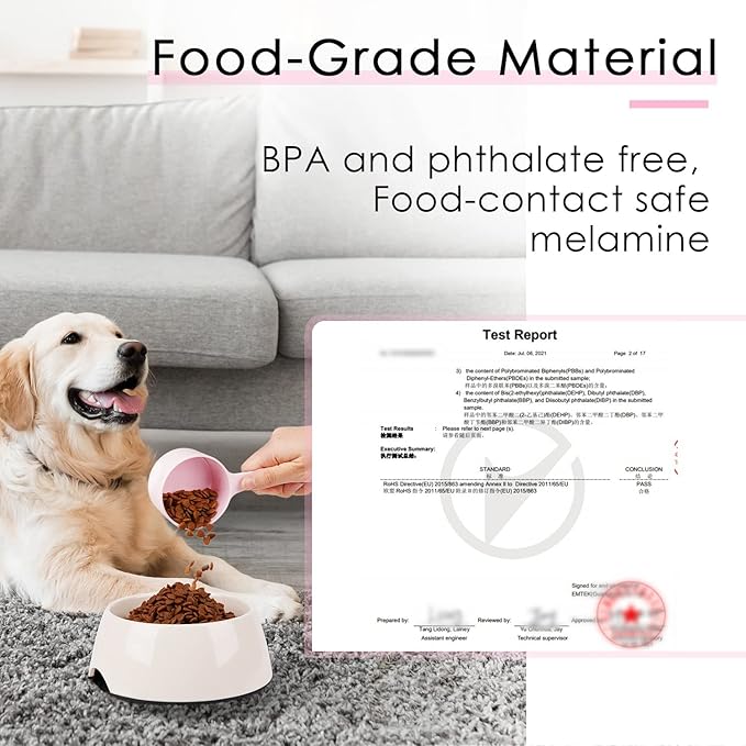 SUPERDESIGN 1/2 Cup Dog Food Scoop for Container Melamine Measuring Scoop for Dogs Cats Birds and Rabbits Pet Food Feeding Scoop Dishwasher Safe - Baby Pink