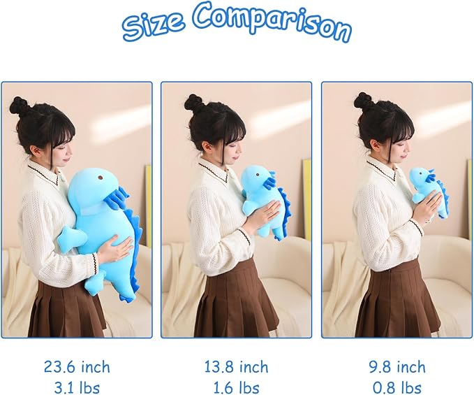 SQEQE Weighted Axolotl Plush Toy, Blue Axolotl Stuffed Animals Cute Plush Pillow, Kawaii Weighted Stuffed Animals Gifts for Girls & Boys Blue 9.8 Inch, 0.8 Lbs