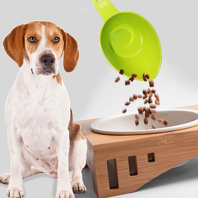 Lainrrew Pet Food Scoop, Dog Food Cups Plastic Measuring Cups and Spoons Set Cat Food Scoop Utility Kitchen Scoops for Dog Cat Bird Food