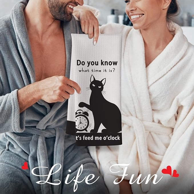 Cat Kitchen Towels,Cat Towels,Cat Dish Towels,Cat Hand Towels,Fun Kitchen Towels,Cat Kitchen Accessories,Crazy Cat Lady Gifts,Black Cat Gifts for Women-Perfect For Decorating Your Kitchen And Bathroom