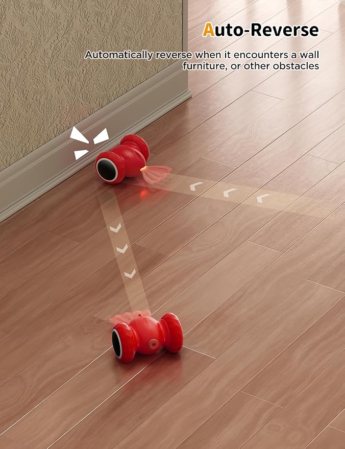 Interactive Cat Toys, Goldfish Automatic Cat Toy Interactive with LED Light for Indoor All Breed Cat, Self Moving Electric Cat Toy USB-C Rechargeable (Red)