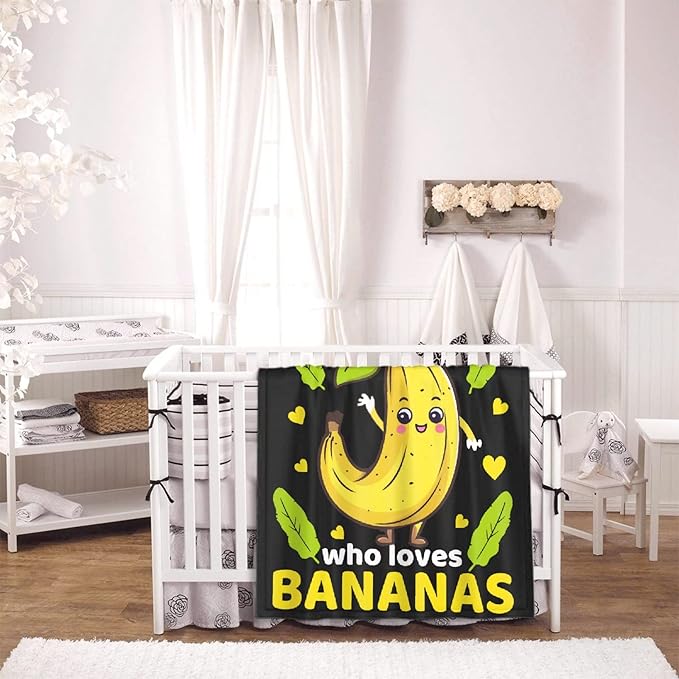 Cute Banana Throw Blanket Gifts for Kids,Bananas Lover,Just Girl Who Loves Bananas Print Blanket,Soft Plush Flannel Quilt for Bed Sofa Couch Room Decoration 40 x 30in for Pet