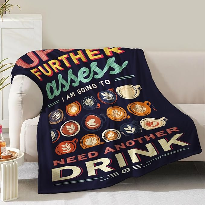 Coffee Print Blanket Gifts for Women Men Girls Boys Presents for Kids Adults Teen Birthday Valentines Mothers Festival Christmas Decor Bedroom Living Room Couch Sofa Soft Fuzzy Flannel Throw 60"x50"
