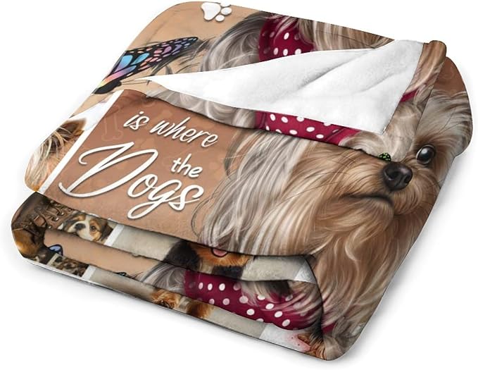 Yorkie Blanket Dog Yorkie Gifts for Girls Boys Woman Yorkshire Lover Throw Blankets Soft Blanket Warm Fleece Flannel Plush Blankets for Bed Sofa Couch 50"x60"