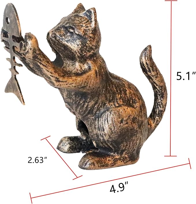 Book Ends Decorative Vintage Bronze Cat Book Holders, Antique Bookends for Heavy Books, Unique for Cat Lovers, Cast Iron Book Stopper