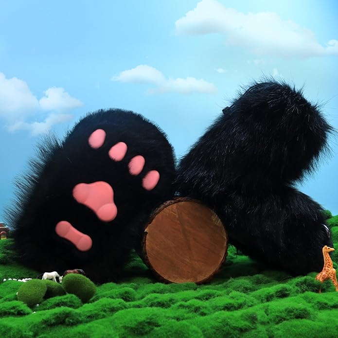 Animal Fuzzy Slippers Bear Cat Wolf Dog Fox Fursuit Feet Paw Claw Shoes Furry Boots Costume Accessories for Adult Kids