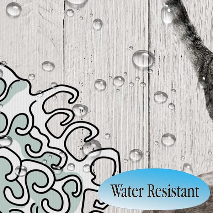 Boziqr Funny Cat Shower Curtain, Cool Cat Dinosaur Japanese Ocean Wave Decor Fabric Bathroom Curtains, Kids Children Rustic Wooden Farmhouse Shower Curtain, 70 X 78 Inches