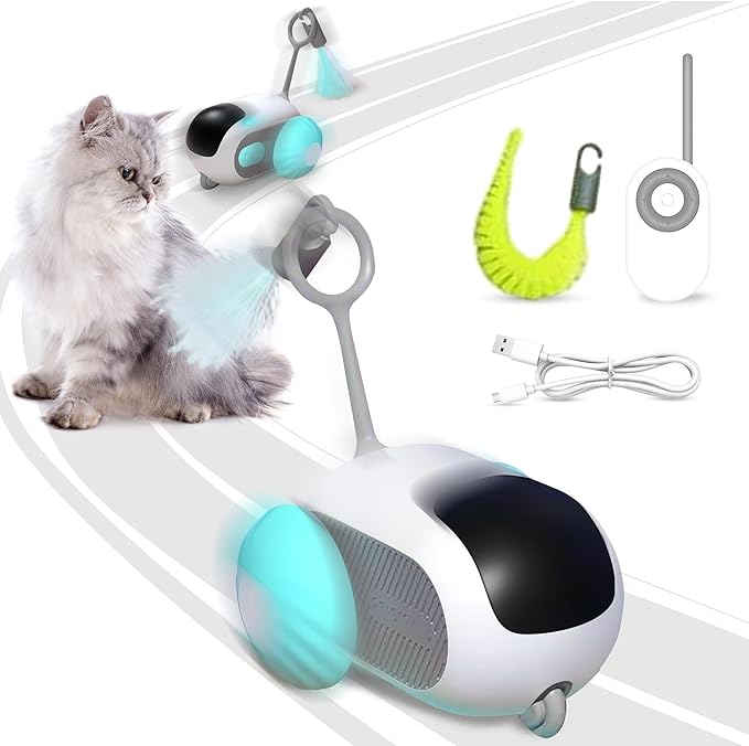 PawPetsLove -Robotic Interactive Cat Mouse Toys for Indoor Cats Exercise Toys for All Breeds Easily Glides on Rugs and Over Cords (Rechargeable)