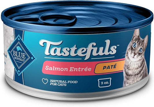 Blue Buffalo Tastefuls Wet Cat Food Paté, Made with Natural Ingredients | Salmon Entrée, 3-oz. Cans (24 Count)