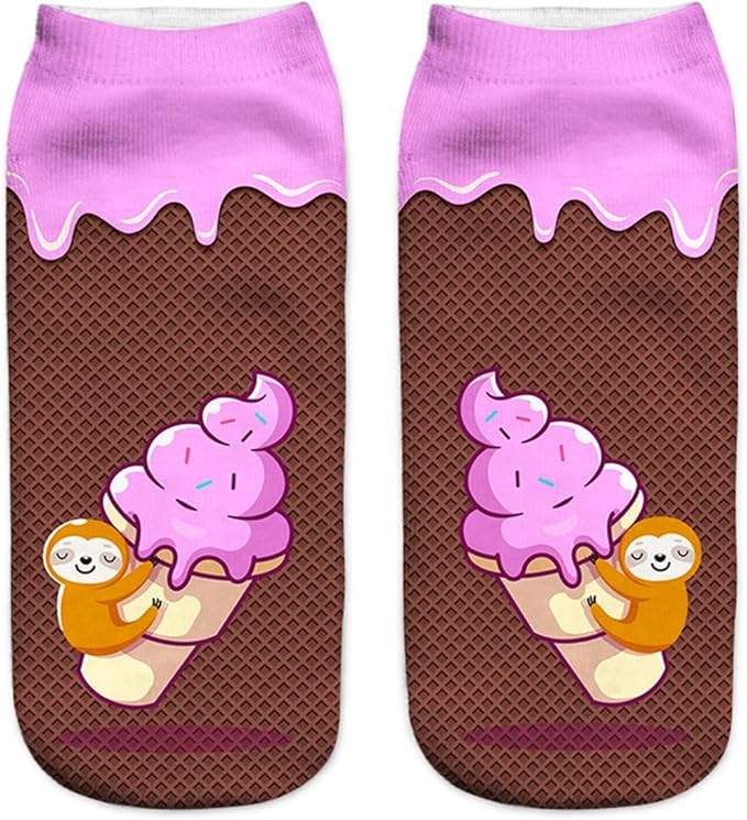 Benefeet Sox Womens Girls Funny Crazy Ankle Socks - Fun Novelty 3D Print Pattern Silly Cute Animal Food