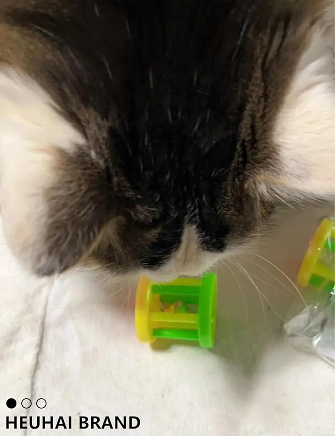 Cat Toy Balls Set - 6 Unique Styles & Colors with Bells, Sturdy Plastic Jingle Balls for Indoor Cats - Encourages Active Play & Mental Stimulation for All Cat Breeds & Sizes