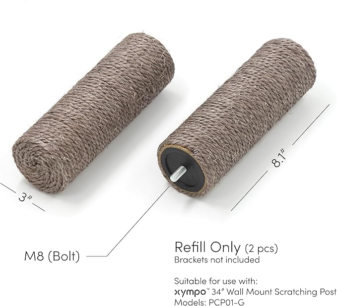 8" Scratching Post Refill (Grey) - 2 Pack (Brackets Not Included)