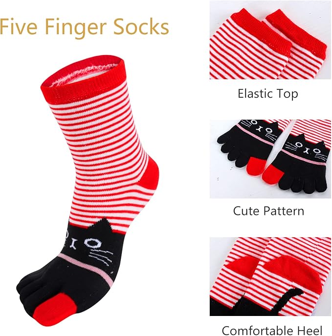 Benefeet Sox Funny Toe Socks Women Five Finger Socks Girls Cute Toe Seperated Cotton Socks Running Athletic Christmas Gifts
