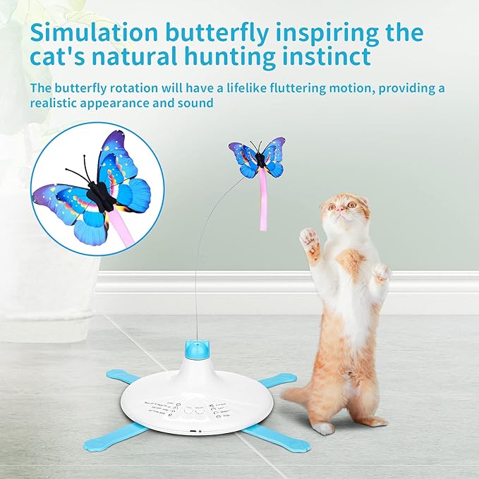 PETTOM Replacements for Cats Toy B0936T245Z Interactive Teaser Cats Toy Three Rotating Butterfly Funny Exercise Kitten Toy Pet Random Butterfly Toys Replacements Random Color (Replacements)