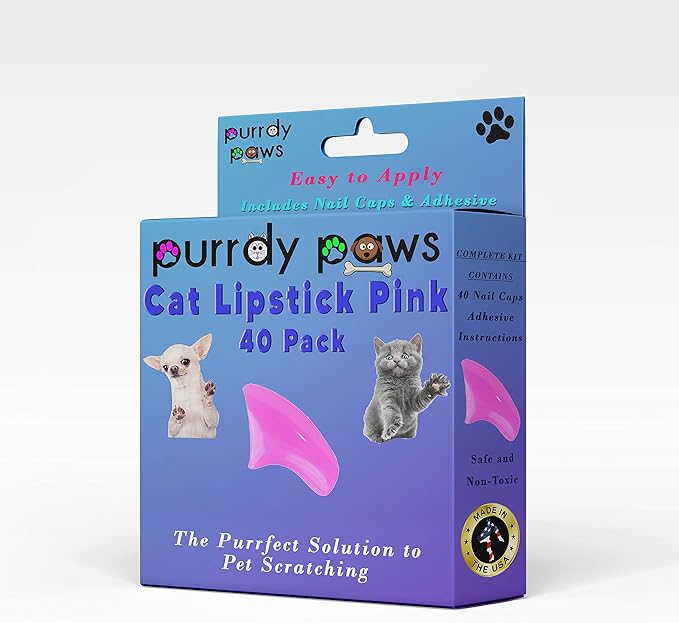 40 Pack Soft Nail Caps for Cat Claws Lipstick Pink Large