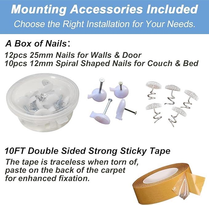 Cat Wall Climbing Carpet, Cat Wall Scratcher Mat Pad Rug, 71" X 25.6" Thickened Extra Large Size, Furniture Couch Sofa Protector Scratching Post with Fixed Nails Double Sided Strong Sticky Tape Brown