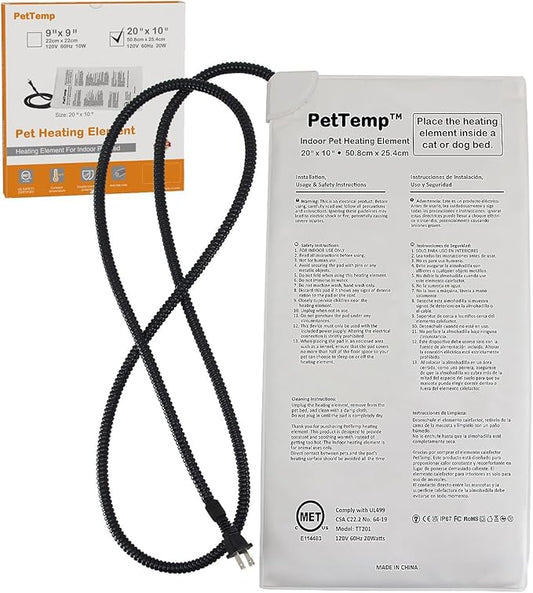 Pet Bed Warmer, Compact Heating Pad Insert for Cat Dog Beds, Turn Any Pet Bed Into a Heated Pet Bed, Waterproof Heated Bed Mat with Chew-Resistant Cord, Safe and Warm (L:20' x 10'')