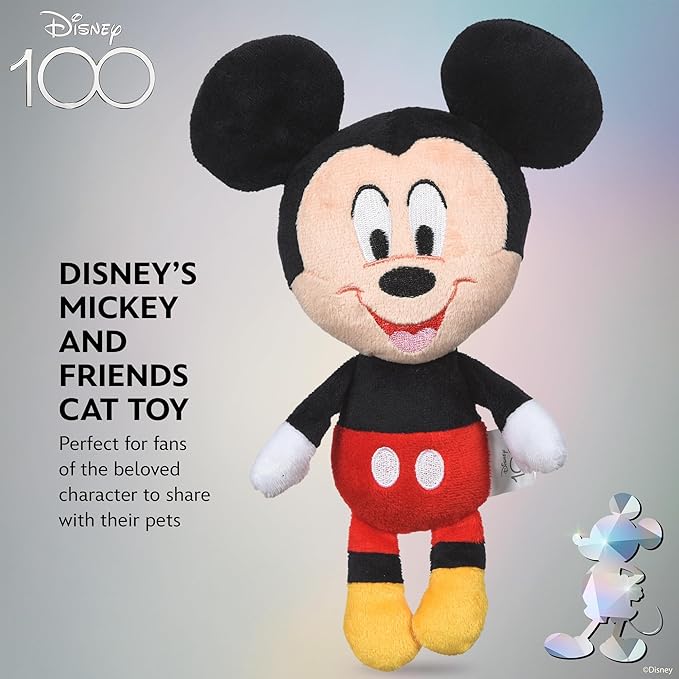 Mickey Mouse Cat Kicker Toy with Catnip, 9in | Disney Cat Toys | Fun Cat Kicker Style Plush Toy with Catnip and Crinkle for Cats Inspired by Disney Mickey and Friends