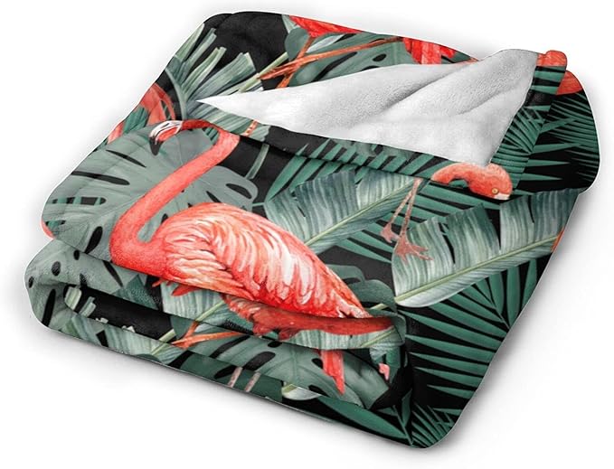 Ultra-Soft Microfiber Throw Blanket 350 GSM Fuzzy Fleece Blanket for Adults Kids Gift Couch, Sofa, Bed Flamingo 50"x40"