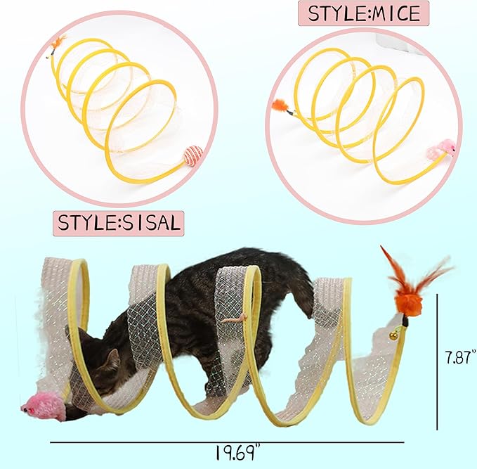 Folded Cat Tube Tunnel,Cat Toys for Indoor Cats Large,Cat Tunnel Bed for Kittens,Cat Donut Tunnels,Whisker Twister for Cats,Cat Toy for Indoor Cats,Decompression Interactive Cat Springs Toys