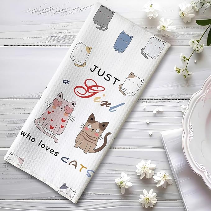 Cat Mom Gifts, Cat Towel,Gifts For Cat Lovers For Women,Decorative Kitchen Towels,Cute Dish Towels For Kitchen,Kitchen Hand Towels Decorative,Crazy Cat Lady Gifts,Cat Dish Towels,Cat Kitchen Towels