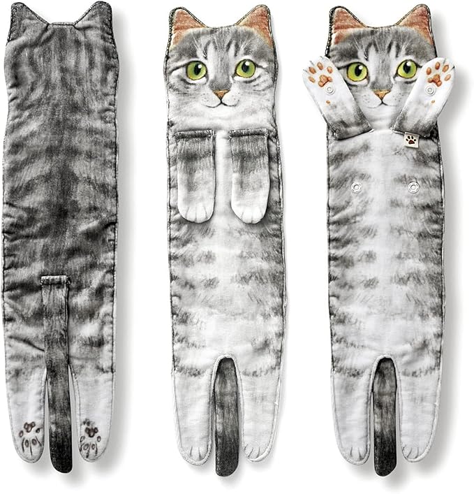 AGRIMONY Cat Funny Hand Towels for Bathroom Kitchen - Cute Decorative Cat Decor Hanging Washcloths Face Towels Super Absorbent Soft - Housewarming Birthday Christmas Fun Gifts for Women Cat Lovers