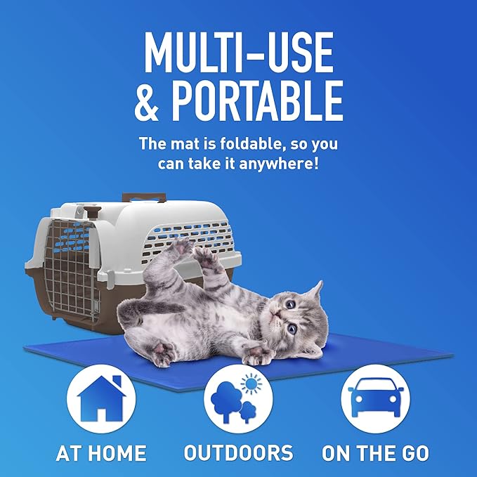 CHILLZ Cat Cooling Mat, Medium Size - Pressure Activated Cat Cooling Pad, Ideal for Summer - Non-Toxic Pet Cooling Mat for Cats, Self Cooling Gel Pad - No Water or Electricity Needed - 20" x 16"