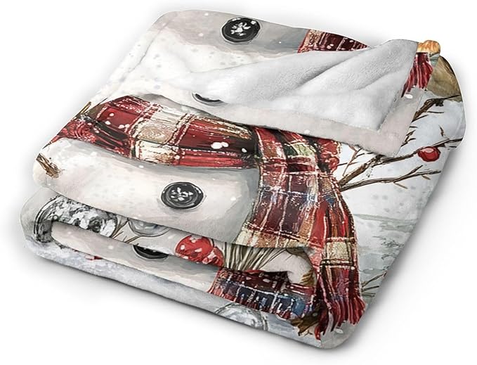 Winter Snowman Blanket Soft Cozy Snowman Plush Throw Blanket Super Warm Fleece Fuzzy Bedding Blanket for Kids Girls Boys Women Bed Decor Stuff 40"X50"