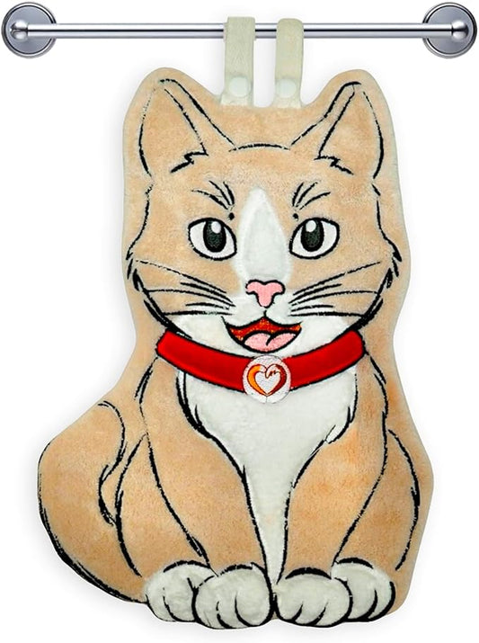 Funny Cat Hand Towel – Cute Cat Shaped Towel for Bathroom & Kitchen – Soft & Absorbent Cat Towels for Hand Drying – Adorable Hanging Cat Towel for Kids & Adults – Perfect Cat Lover Gift