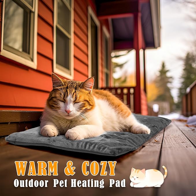 Kiroto Outdoor Heating Pad for Cats, Pet Heating Pad for Cats Outside, Waterproof Cat Warming Pad, Heated Cat Bed Safe Electric Heating Pad for Cat House, Feral Cat Heating Pad, 20" x 16"