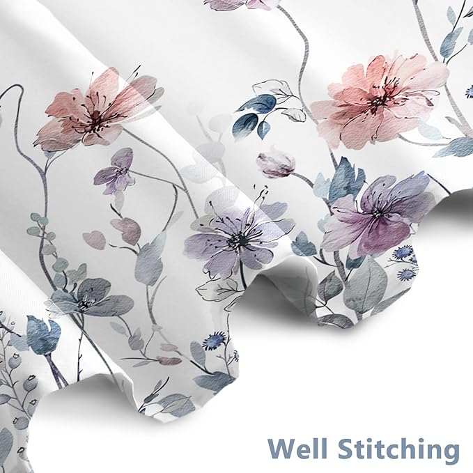 AWERT Wildflower Shower Curtain for Bathroom Watercolor Floral Shower Curtain with Hooks Waterproof Flower Printing Fabric Bathroom Decor 72x78 Inch