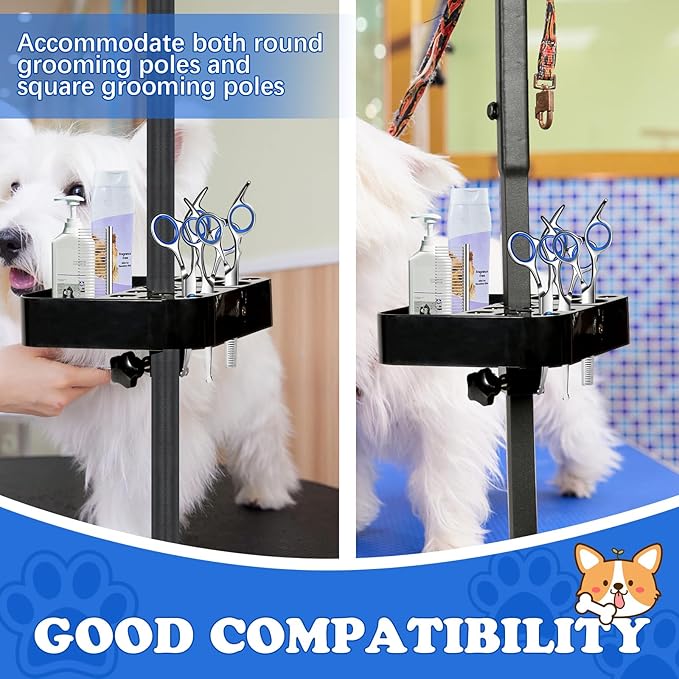 Breeze Touch Rotatable Dog Grooming Organizer with Dog Grooming Kit for Dog Grooming Table Accessories, Portable Pet Grooming Tools Holder Dog Grooming Arm with Clamp for Hairdressing Scissors Combs