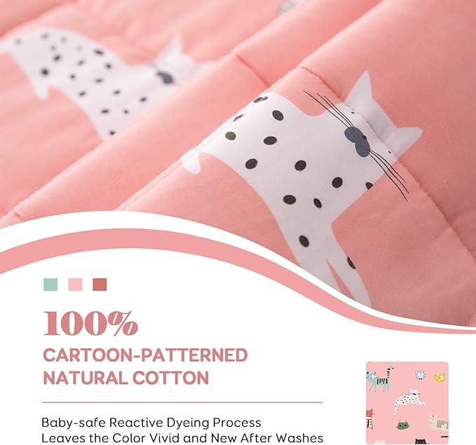 Sivio Weighted Blanket,Cotton and Minky Fleece Throw Blanket with Beads, Reversible Heavy Blanket, 7lbs 41x60 Inch, Pink Cat