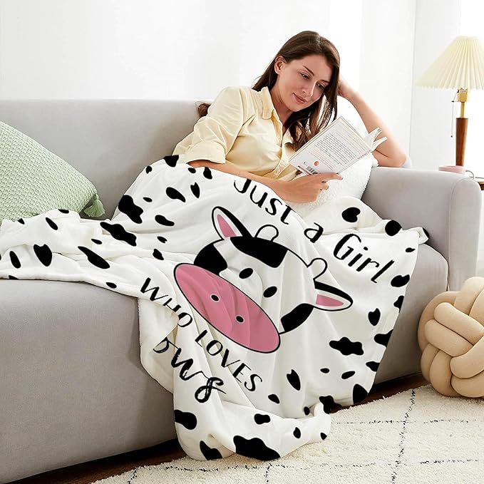 Soft Flannel Cow Throw Blanket for Kids & Adults - 80"x60"