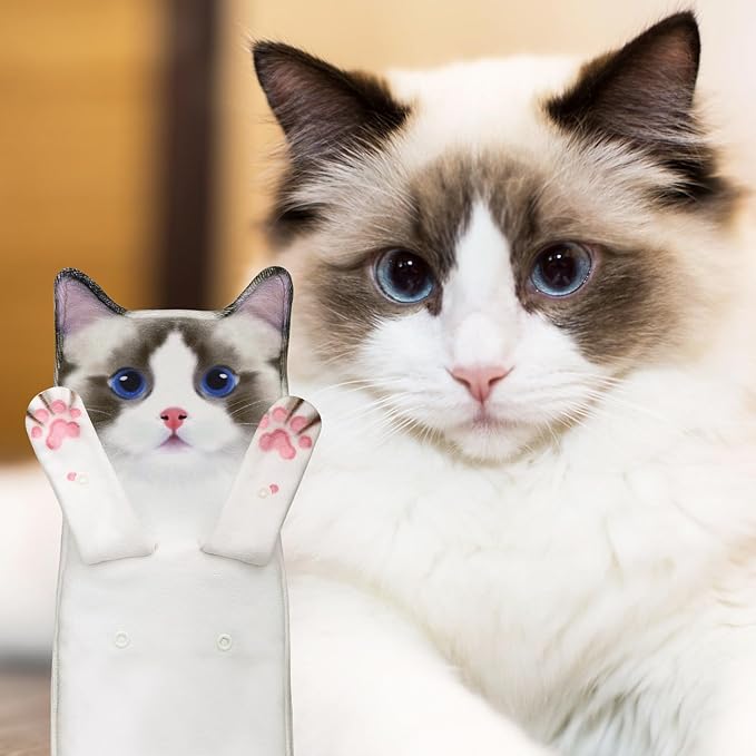 Cat Funny Hand Towels for Bathroom Kitchen- Cute Decorative Kitten Decor Hanging Face Towels- Unique Housewarming Valentines Mothers Birthday Gifts for Women Mom Cat Lovers