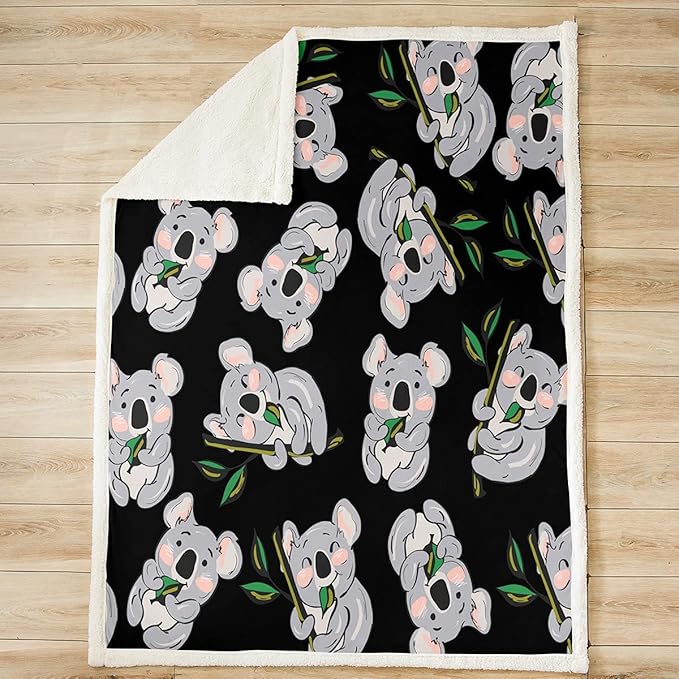 Feelyou Koala Throw Blanket Kids Cute Wild Animal Sherpa Blanket Boys Girls Kawaii Cartoon Wildlife Decor Fleece Blanket for Bed Couch Super Soft Plush Throw Blanket Air ConditionerThrow 50"x60"