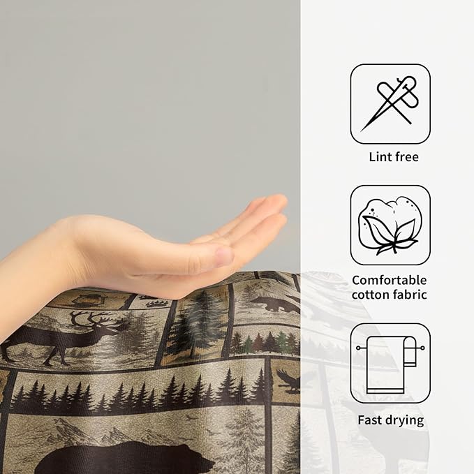 Giwawa Forest Bear Deer Hand Towels Set of 2 Woodland Wildlife Decorative Face Towels Soft Absorbent Dish Wash Cloth for Kitchen Bathroom Hotel